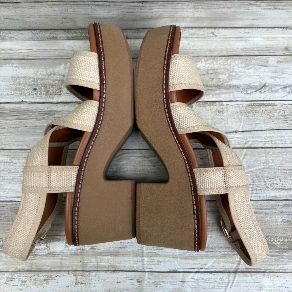 FitFlop Beige Woven Platform Slingback Sandals